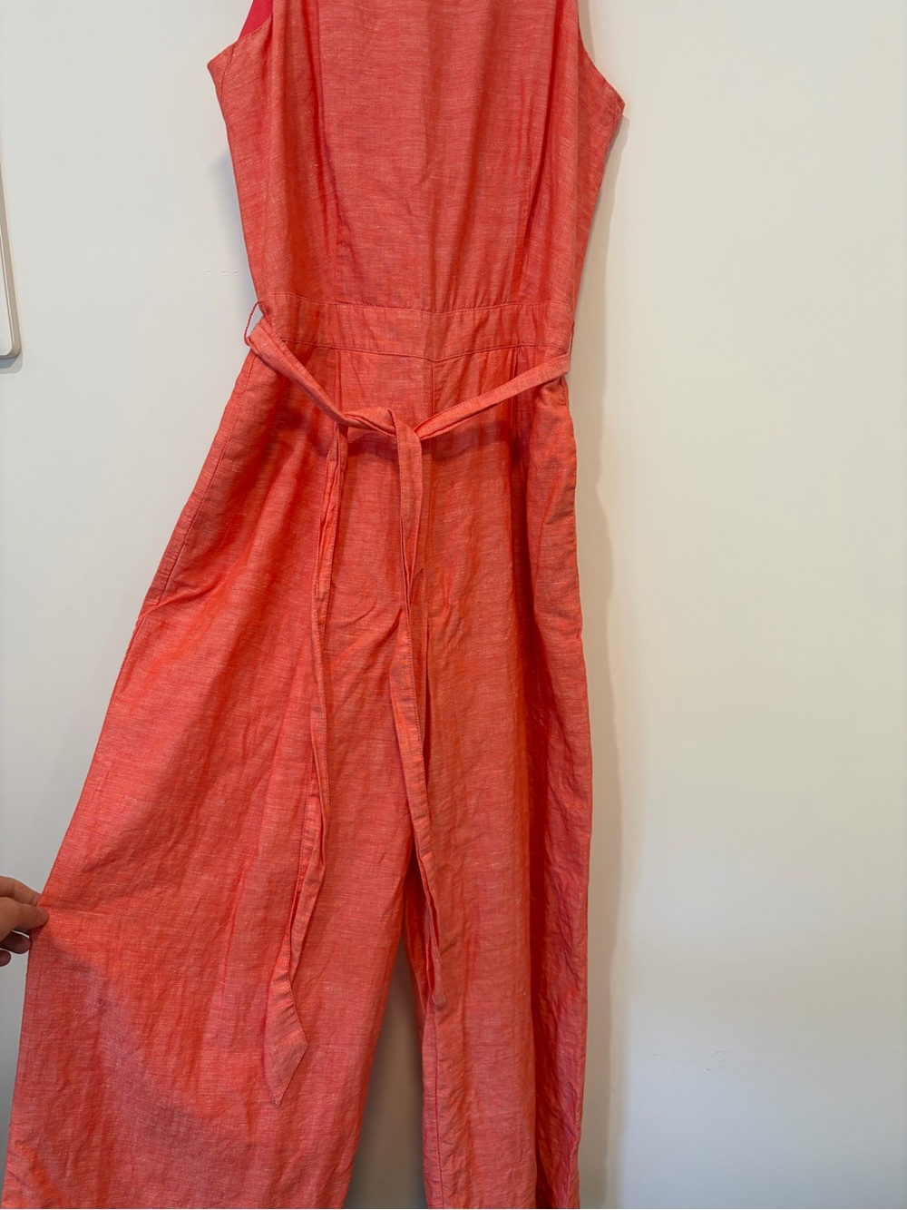 Banana Republic Coral Pink Halter Wide-Leg Jumpsuit with Tie Waist